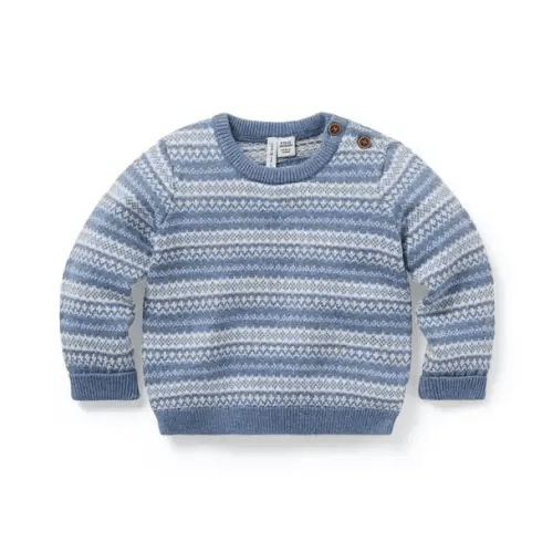 Baby Cottage Blue Heather Fair Isle Baby Fair Isle Sweater by Janie and Jack