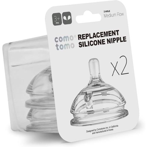 Comotomo Silicone Replacement Nipple, Medium Flow, 3-6 Months, 2 Count