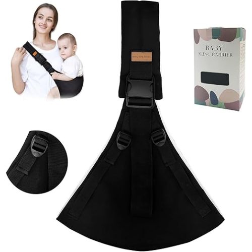 Baby Sling Carrier,Toddler Carrier,Upgraded 2025 Baby Sling with 4 Adjustable Straps(10-30lbs),Lightweight,Portable and One Size Fits All(Black)