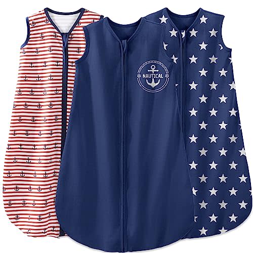 Yoofoss Baby Sleep Sack 12-18 Months Baby Wearable Blanket 100% Cotton 2-Way Zipper TOG 0.5 Toddler Sleeping Sack 3 Pack, Comfy Soft Lightweight Sleep Sacks for Babies