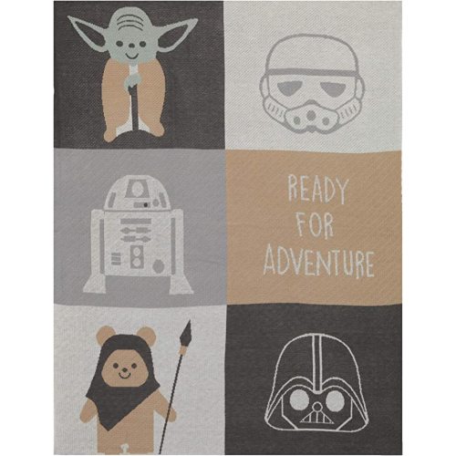 Lambs & Ivy Star Wars The Force Knit Baby Blanket - Yoda/Ewok/R2-D2/Vader