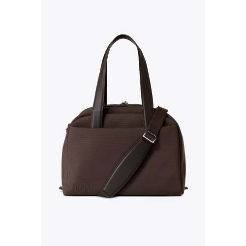 BÉIS ‘The Duffle’ in Espresso - Leather Trim Travel Duffle Bag