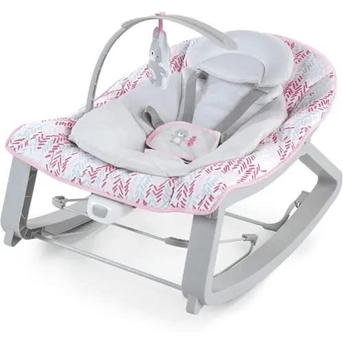 Ingenuity Keep Cozy 3-in-1 Grow with Me Vibrating Baby Bouncer Seat & Infant to Toddler Rocker, Vibrations & Toy Bar, 0-30 Months Up to 40 lbs (Pink Lily)