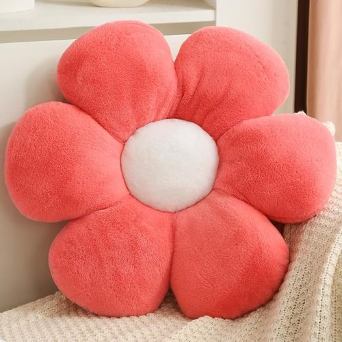 Flower Pillow, White Yellow 15.7 inch Flower Shaped Throw Pillows Daisy Plush Pillow Floor Pillows Seat Cushion Cute Aesthetic Decorative Throw Pillows for Bed Home Sofa Chair Couch Decor