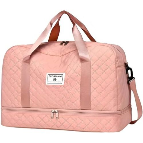 Oversized Duffel Bag, Stylish & Durable, Waterproof Compartment, Multi-Functional Carry, Dry Wet Separation, Side Pockets by Zuomanni (Pink)