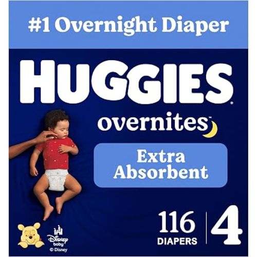 Huggies Overnites Size 4 Overnight Diapers (22-37 lbs), 58 Ct, Packaging May Vary