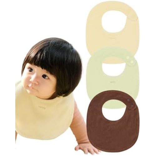 Konny Baby Bibs Terry Towel 3-Pack Set, Soft and Absorbent Cotton Feeding Drooling Infant Toddler Boys and Girls