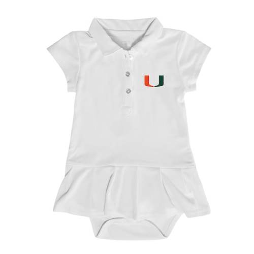 Girls Infant Garb  White Miami Hurricanes Caroline Cap Sleeve Polo Dress