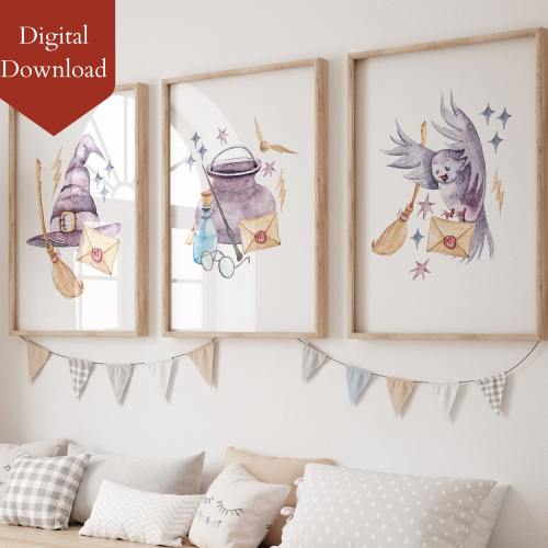 Wizard School Nursery Art Prints: Magic Decor (Digital Download)