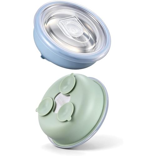 LIANYU Baby Bowls with Suction & Lids, Stainless Steel Kids Bowls, 2 Pack