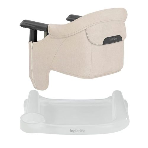 Inglesina Fast Table Chair - Desert Beige + Fast Dining Tray - Portable Baby High Chair for Babies & Toddlers up to 37 lbs - Fits Tables 0.8''-3.5'' Thick - Compact, Easy to Use - Travel Bag Included