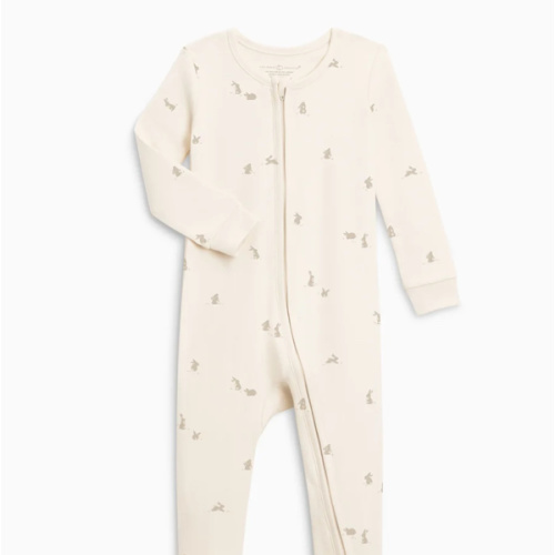 Peyton Zipper Sleeper | Bunny; Size 3-6M