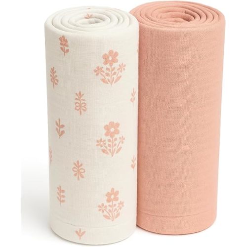 Soft 100% Cotton Swaddles for Newborns, 2- Pack - Large, Breathable Baby Blanket - Versatile, Durable Muslin Swaddle Blankets - Perfect Newborn Essentials