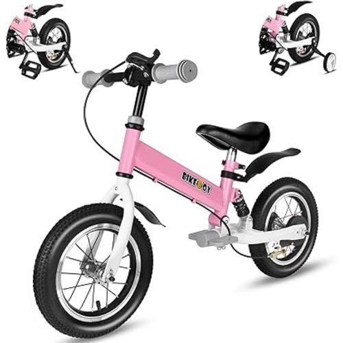 Balance Bike 2 in 1,The Dual Use of a Kids Balance Bike and Kids Bike,12 14 Inches for 2-6 Years Old,with Shock Absorbers, Fenders, Pedals, Auxiliary Wheels