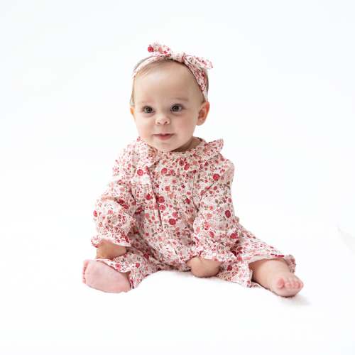 Serene Floral - Long Sleeve Ruffle Collar Romper – Angel Dear
