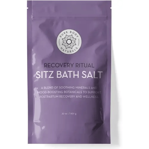 Pure Body Naturals Sitz Bath Salt – Postpartum Care and Hemorrhoid Treatment – Natural Soak for Self Care and Hemmoroid Treatment - Post Partum Essentials, 32 Oz