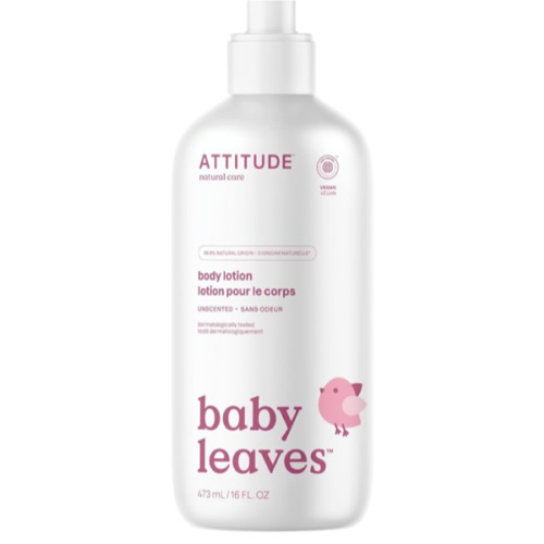 ATTITUDE Baby Lotion, EWG Verified Moisturizer, Dermatologically Tested Moisturizing Cream, Vegan and Cruelty-Free, Unscented, 16 Fl Oz