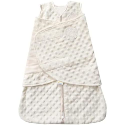 HALO Sleepsack Swaddle, 3-Way Adjustable Swaddle Blanket, TOG 3.0, Velboa Plush Dots, Cream, Newborn, 0-3 Months