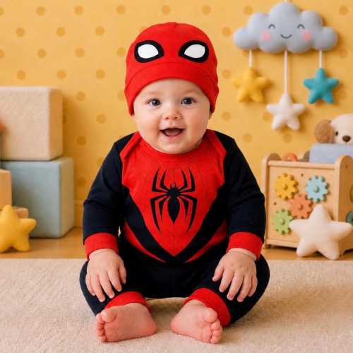 Baby Spider Hero Movie‑Inspired Costume Romper
