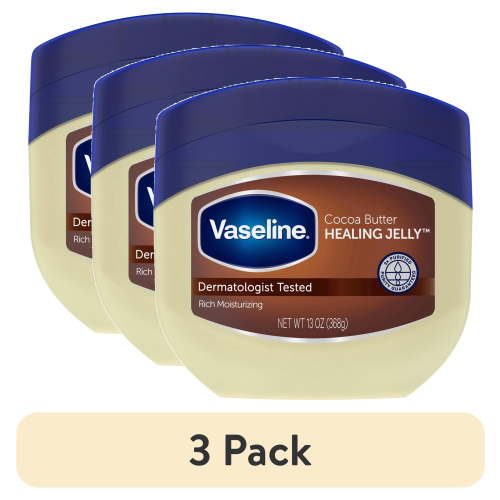(3 pack) Vaseline Healing Jelly Moisturizer For Dry Cracked Skin Cocoa Butter Hypoallergenic, 13 oz