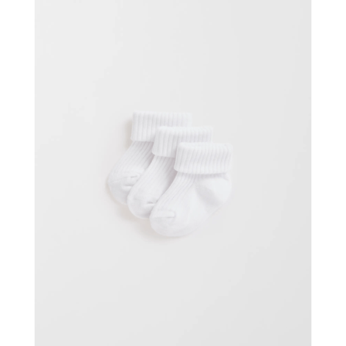 Baby Unisex 3 Pack Turnover Socks - White