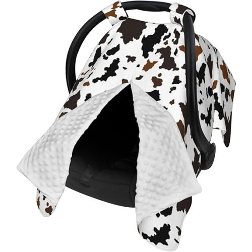 Western Cow Print Baby Car Seat Canopy Cover Multi Use Nursing Cover for Mom Nursing Covers Newborn Cow Print Shower Gift