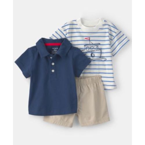 Carter’s Baby Boys' Nautical Polo Shirt, Short-Sleeve T-Shirt & Shorts, 3-Piece Set