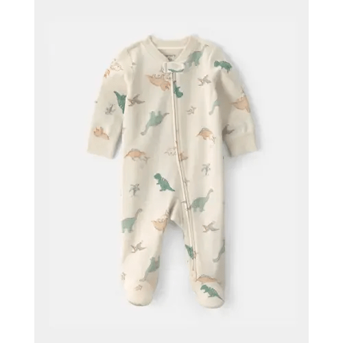 Baby Dinosaur 100% Cotton 2-Way Zip Sleep & Play Pajamas - Ivory | Carter's