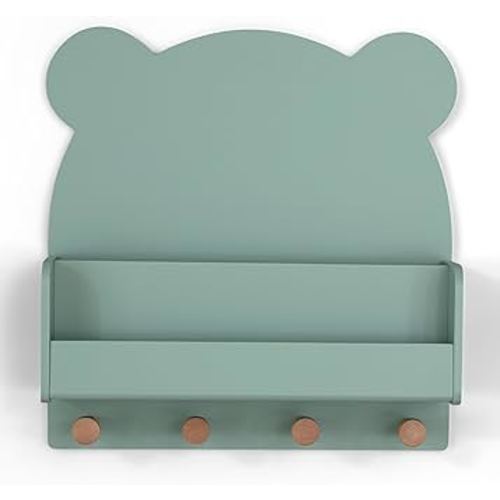 babyGap by Delta Children Brannan Bear Wall Shelf with 4 Hooks, Sage Green