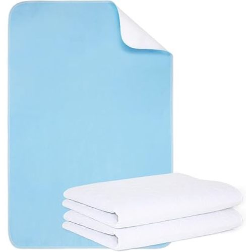 Reusable Incontinence Bed Pads 34"X52", washable bed pad, Heavy Absorbency (4-Layer) Waterproof Bed Pads (2 Packs), nonslip & Skin-friendly, Multi-scenes tailor to Kids, Adults, Elderly & Pets