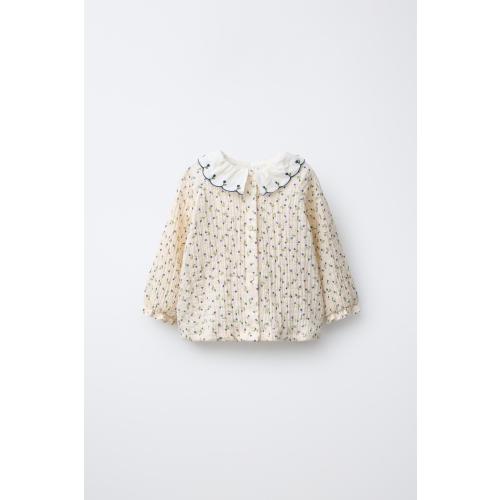 FLORAL TEXTURED SHIRT - Ecru | ZARA United States
