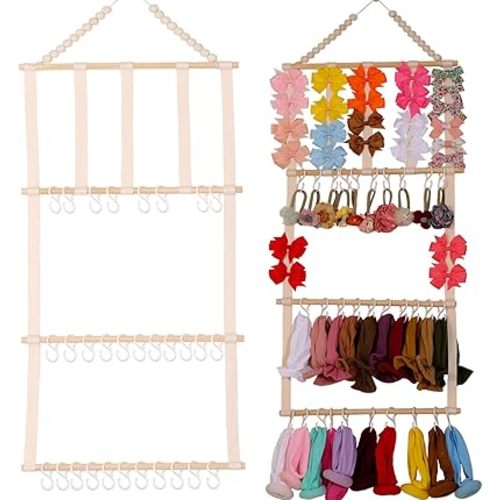 YOcity Baby Headband Holder and Organizer - Holds Head Bands, Bows & Accessories - Storage for Toddler Nursery & Girl's Room (Beige)