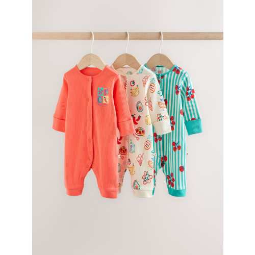 Multi Chilli Print Baby Sleepsuits 3 Pack (0mths-3yrs)