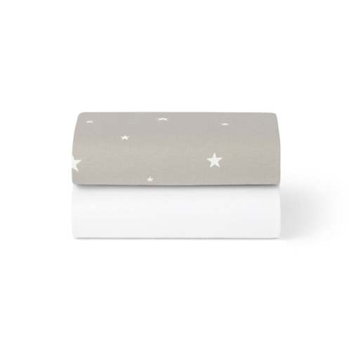 Snüz Bassinet 2 Pack Fitted Sheets - Gray Star