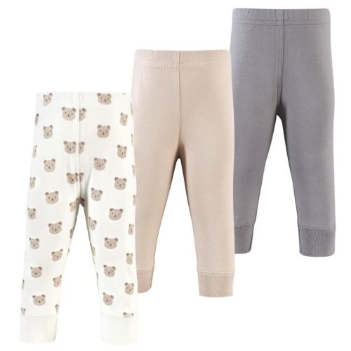 Hudson Baby Basics Infant Baby Everyday Cotton Pants 3-Pack, Comfort Clay, 0-3 Months