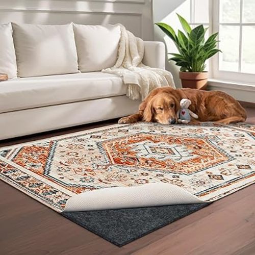 100% Waterproof Rug pad, 5x7 ft Area Rug Non-Slip Rug Pads, 1/4" Thick Carpet Pads for All Floors and finishes, Felt pad for Hardwood Floors, Keep Carpets in Place Soft and Secure