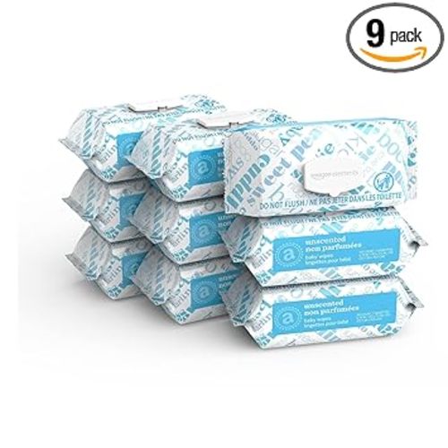 Amazon Elements Baby Wipes, Unscented, Hypoallergenic, Alcohol-Free, With Aloe and Vitamin E, 810 Count, Flip-Top Packs