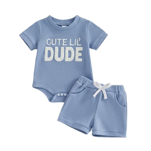 Adobabirl Baby Girl Summer Clothes Cute Goose Embroidery Short Sleeve Romper and Shorts Set Infant Waffle Farm Outfits