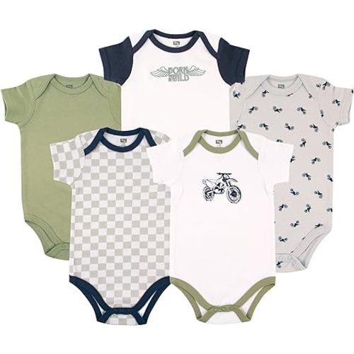Hudson Baby Infant Boys Cotton Bodysuits 5-Pack