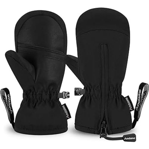 Andake Kids Ski Mittens Gloves Waterproof&Breathable Winter Warm Snow Gloves for Ages 1-10 Toddler Baby Girls and Boys
