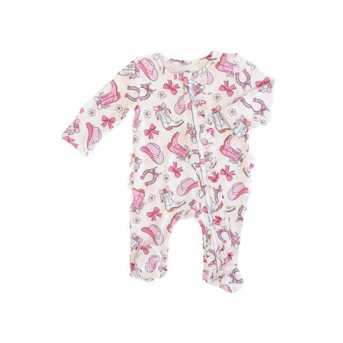 Caden Lane Ruffle Zipper Footie - Rodeo Dreams Pink