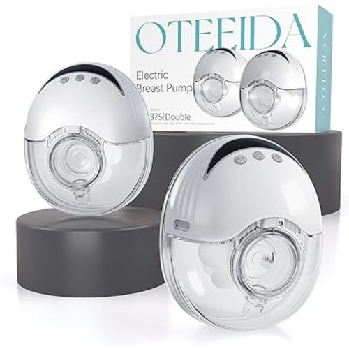 Hands Free Breast Pump Wearable MY-375 - Strong Suction, Low Noise, Wearable Breastfeeding Pump with 4 Mode &12 Levels, Portable Electric Breast Pump 24mm - 19/21/Insert/Flange, 2 Pack (White)