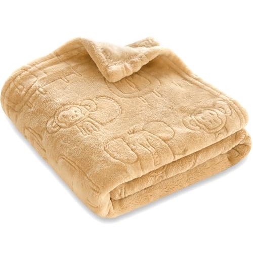 BORITAR Baby Blanket 3D Animal Fleece Flannel Blanket 30x40 Inch Khaki | Soft Cozy Warm Lightweight Fleece Blanket for Toddler Boys Newborn Infant Crib Stroller Bed Travel Pet Shower Gift