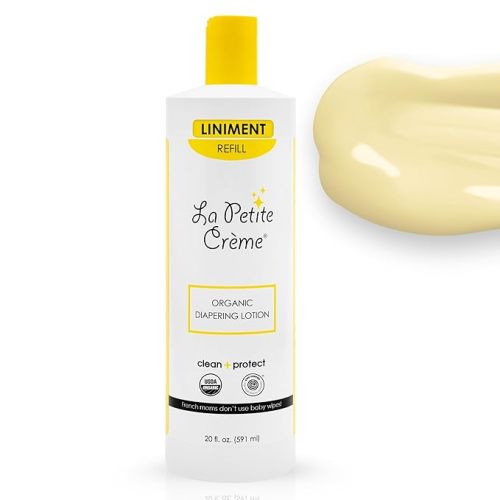 La Petite Creme French Premium Liniment Baby Lotion - Diaper Cream Alternative to Wet Wipes - Gentle Moisturizer & Skin Cleanser, USDA Certified Organic Ingredients - Newborn Essentials (8 oz)