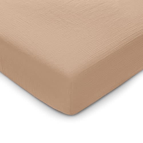 Muslin Fitted Crib Sheet, Extra Soft 100% Muslin Cotton Crib Sheets for Standard Crib and Toddler Mattresses by Comfy Cubs
