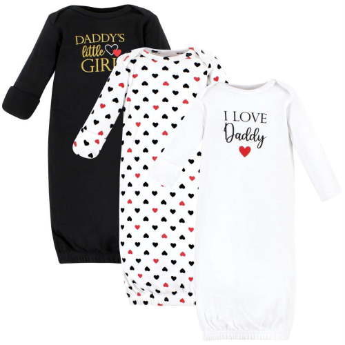 Hudson Baby Infant Girl Cotton Gowns, Girl Daddy Red Black, Preemie-Newborn