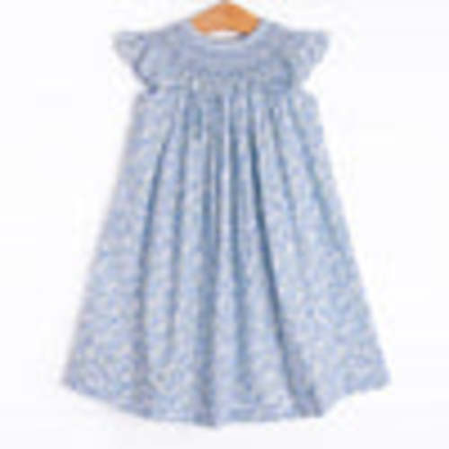 Budapest Blues Smocked Bishop Dress, Blue – Stitchy Fish