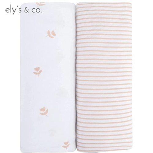 Crib Sheets Set 2 Pack - Baby Crib Sheets with 100% Jersey Cotton - Crib Sheets for Boys and Girls, Newborn Essentials (Crib, Pink Tulip)