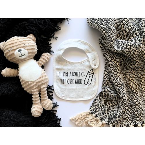 I'll Take a Bottle of The House White Unisex Baby Bib - Funny Baby Bib, Baby Shower Gift, Wine Humor