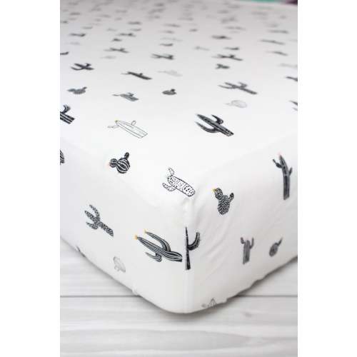 Monochrome Cactus Crib Sheet or Changing Pad Cover